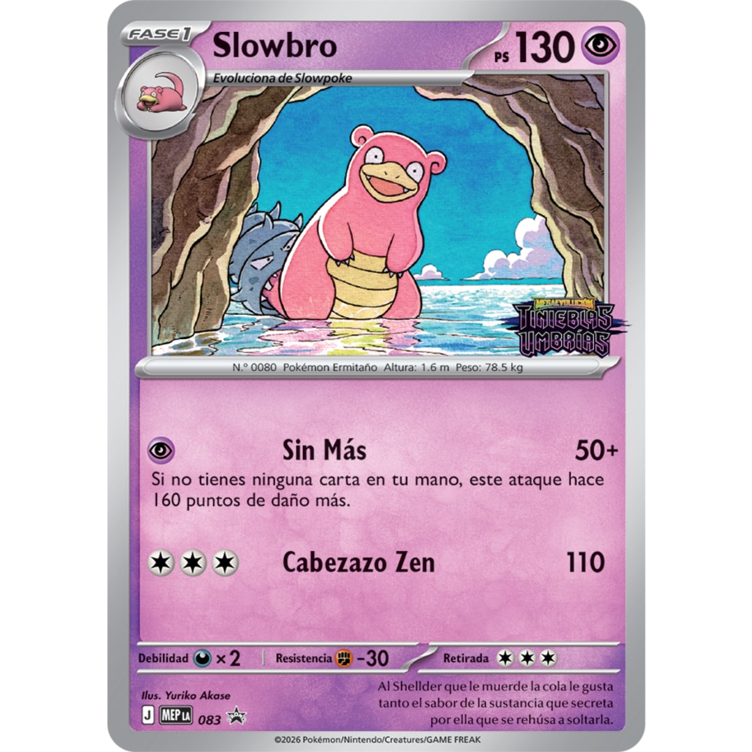 Carta promocional Slowbro MEP 083 del Mini Deck Tinieblas Umbrías en español